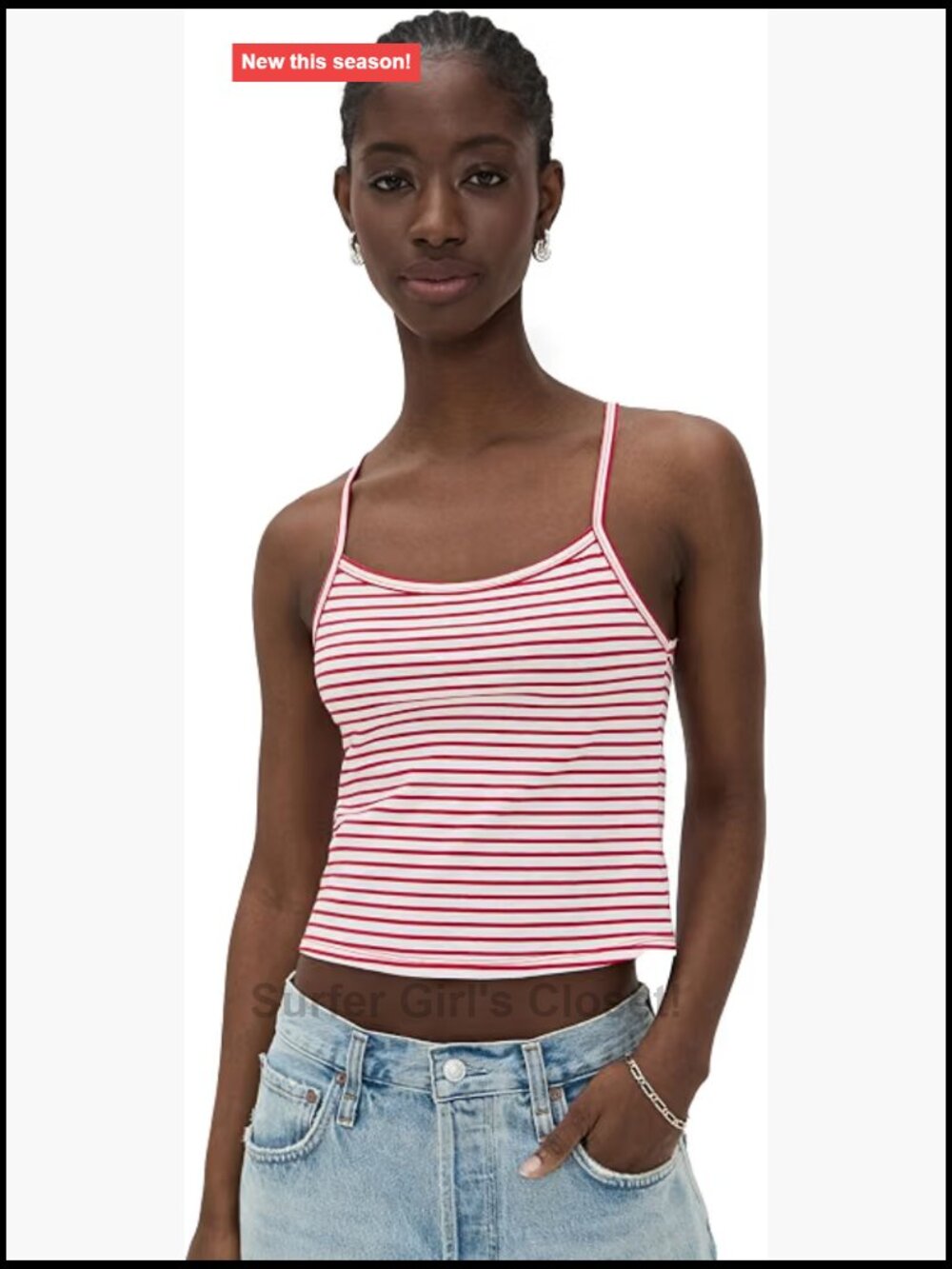 Lightweight Stripe Cotton Tank Top Sleeveless Scoop Neck